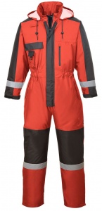 Portwest Red/Black Lined Waterproof Winter Coverall S585